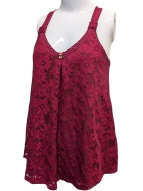 Rewind Burgundy Tank Top Floral Fairy Scoop Neck Sz Small